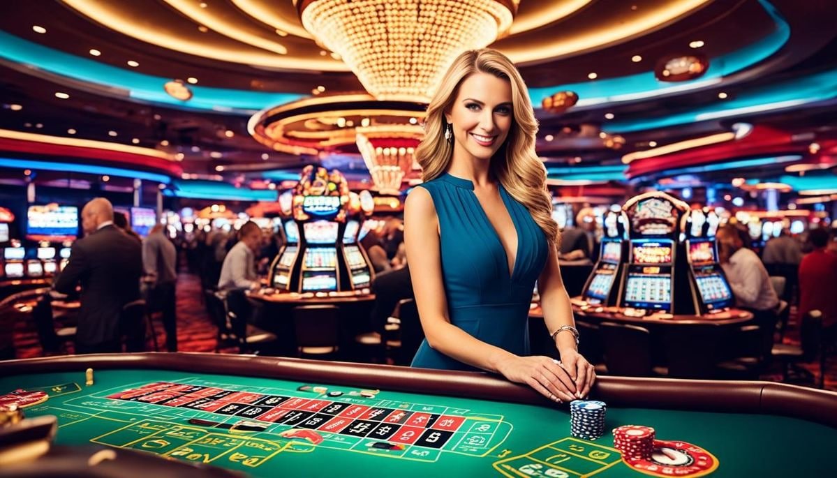 Berbagai permainan meja kasino populer seperti blackjack dan roulette